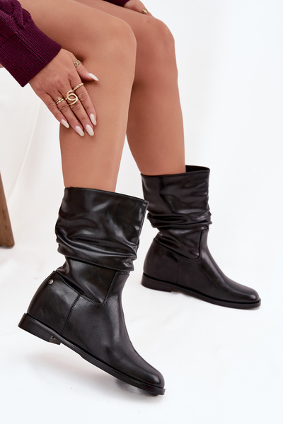 Kožené Dámské Kotníkové Boty S Vráskou Vyteplené Maciejka K7211 02 Černé