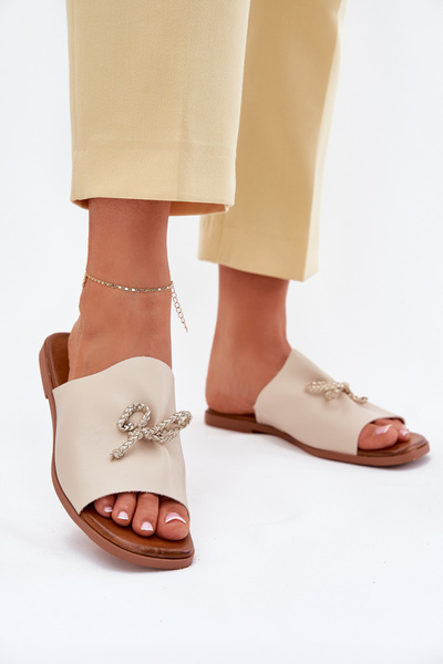 Dámské sandály na plochém podpatku s ozdobným vázáním béžové Norela