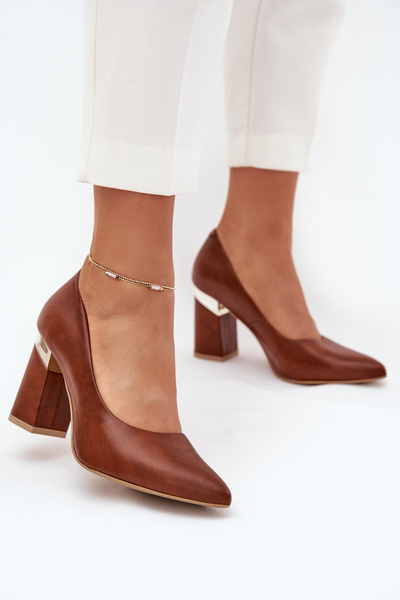 Kožené Lodičky Lewski 3117 Tmavě hnědé