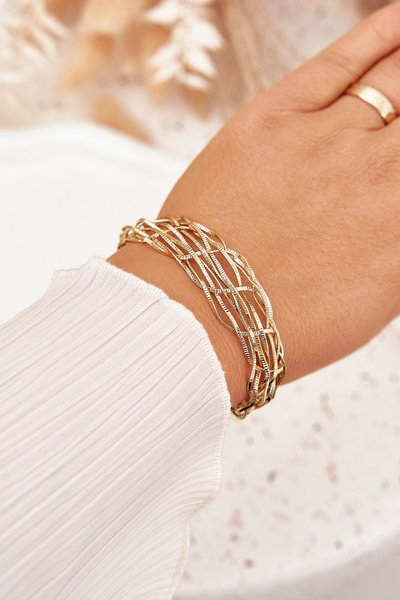 Pevný náramek ze chirurgické oceli zlatý