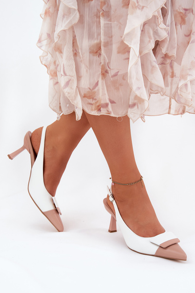 Elegantní Lodičky S Dekorací Eko Kůže Bílé Ottoles