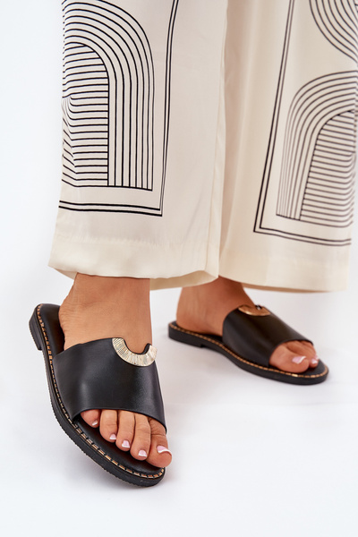 Dámské Pantofle Eko Kožené S Ozdobnými Detaily Oranžové Mevith