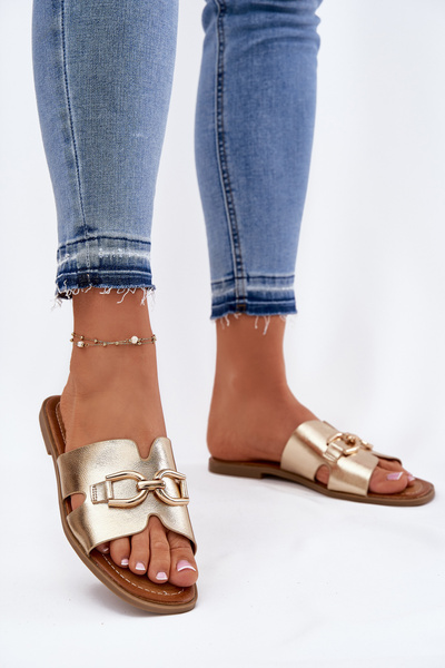 Dámské Plážové Sandály S Dekorativním Detalem Zlaté Amiresna