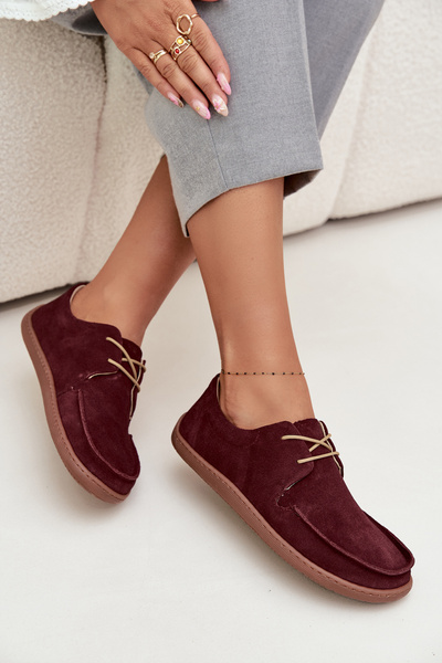 Dámské polobotky typu barefoot z přírodního semiše Zazoo 327 bordó