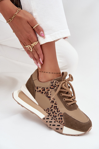Kožené dámské tenisky na platformě leopardí vzor Artiker 55C0089 hnědé