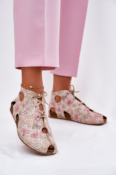 Vzorované Kožené Boty Maciejka 03426-48 Béžové