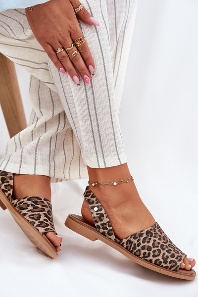 Zazoo 40327 Kožené Nazouvací Sandály Leopardí