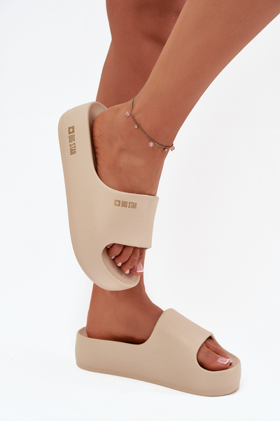 Dámské Pěnové Pantofle Na Masivní Platformě Big Star SS274722 Béžové