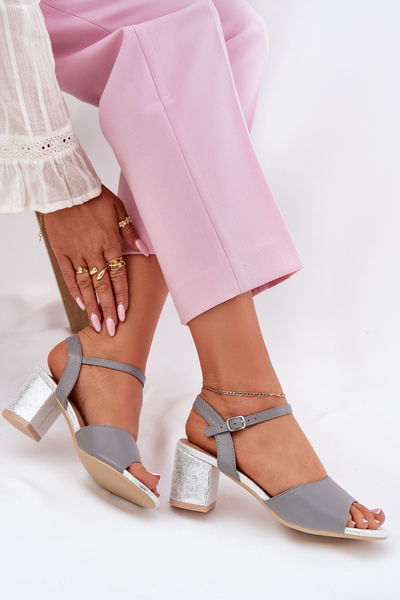 Dámské sandály na podpatku Vinceza 20275 šedé