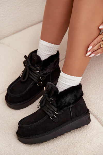 Dámské sněhule z přírodní semiš D.Franklin DFSH375006 Černé