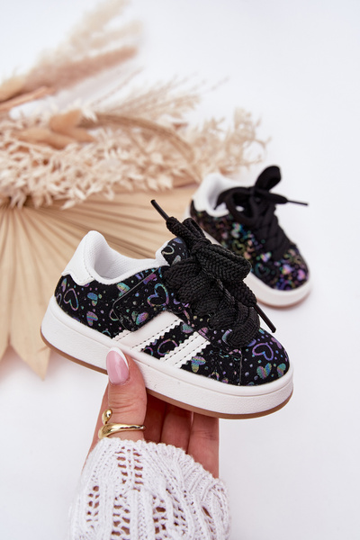 Dětské sportovní tenisky se srdíčky černé Mirelle