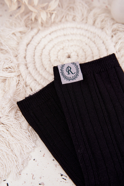 Bavlněné ponožky pruhované dámské černé