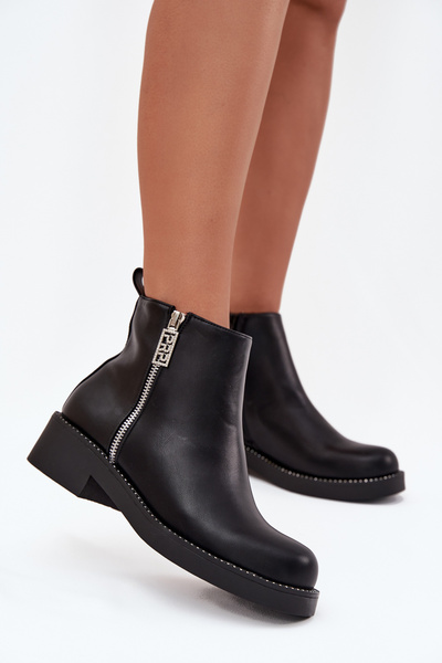 Zateplené Nízké Boty Dámské S Cirkonii Černé Vionna