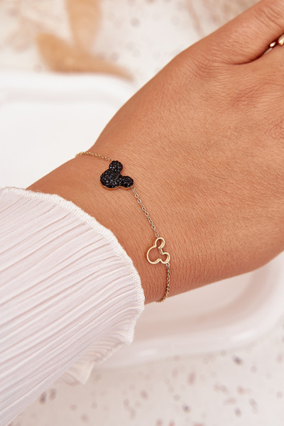 Náramek ze nerezové oceli Myška Mickey Zlato