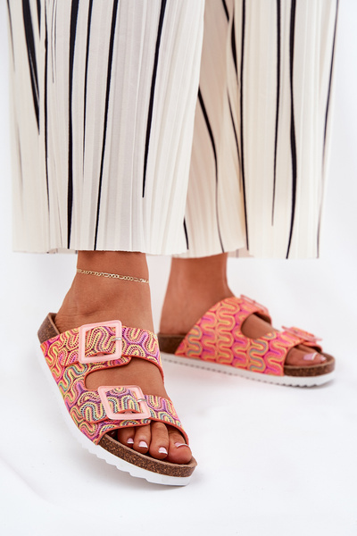 Dámské Pantofle S Přezkami A Leskem Oranžové S.Barski RB51-006