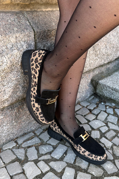 Semišové Dámské Mokasíny Panteřové Černé Vinceza 66791