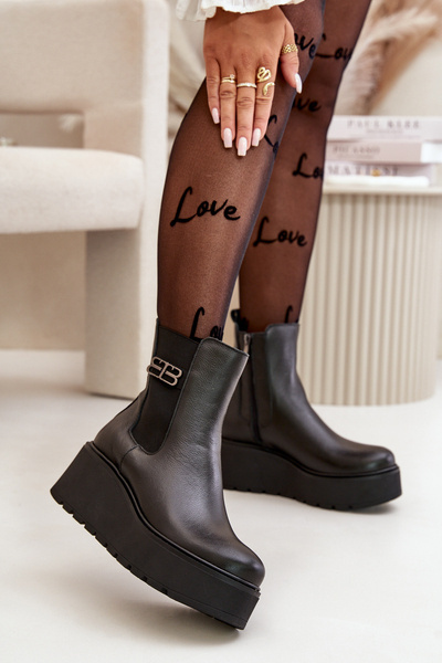 Zazoo 60498 Dámské Botky Chelsea Na Platformě A Klínu Černé