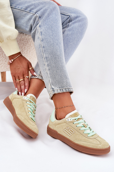 Semišové Sportovní Boty Tenisky Dámské D.Franklin Limetkové DFSH387005