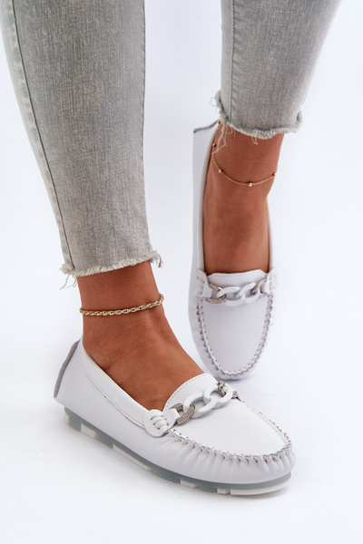 Bílé Dámské Kožené Mokasíny S Ozdobou S.Barski LR339