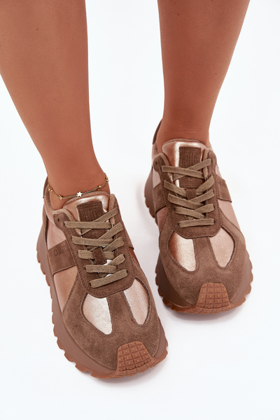 Dámské Zateplené Sneakersy Na Platformě Big Star OO274A218 HI-POLY SYSTEM Hnědé