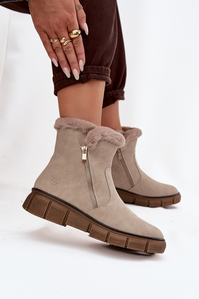 Dámské sněhule na platformě s kožešinou Béžové Briselle