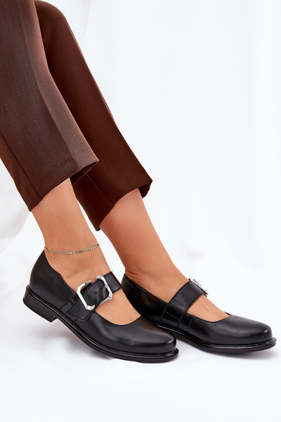 Kožené dámské polobotky s přezkou Laura 2980 Černé