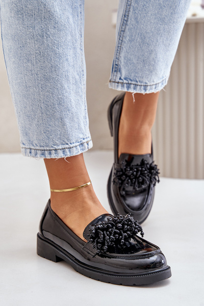 Dámské lakové mokasíny S.Barski HY369A černé