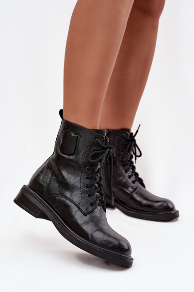 Kožené dámské workery s ozdobným detailem Maciejka K7180-01 Černé