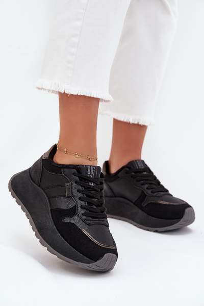 Zateplené dámské sneakers na platformě Big Star SS274007 HI-POLY SYSTEM černé
