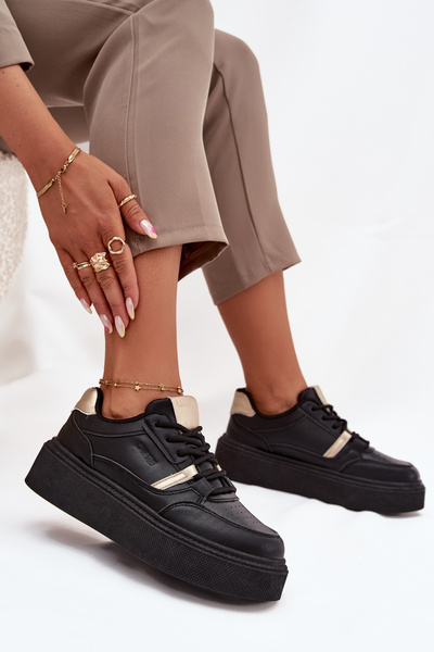 Dámské Sneakersy Na Platformě Big Star SS274360 Černé