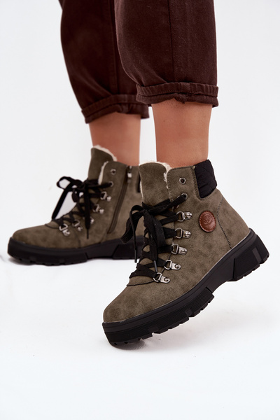 Zateplené dámské trapery na platformě tmavě zelené Zaraine