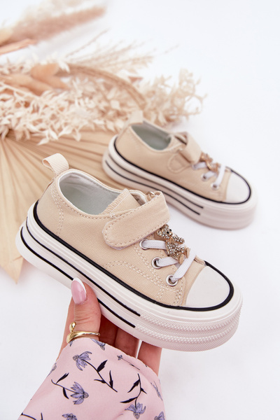 Dívčí Tenisky Se Zlatou Nášivkou Medvěd Béžové Solena