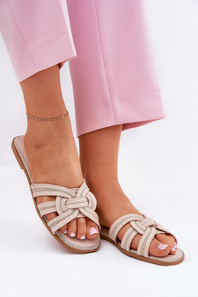 Dámské Plážové Sandály S Proplétajícími Pásky Béžové Acimine