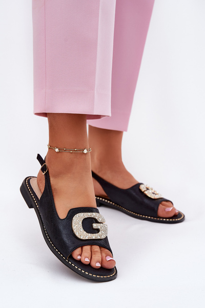 Dámské Sandály S Dekorativním Detailem Černé S.Barski KV51-081