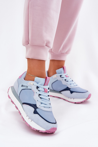 Semišové Lehká Sportovní Obuv Dámská Big Star RR274236 HI-POLY SYSTEM Modrá