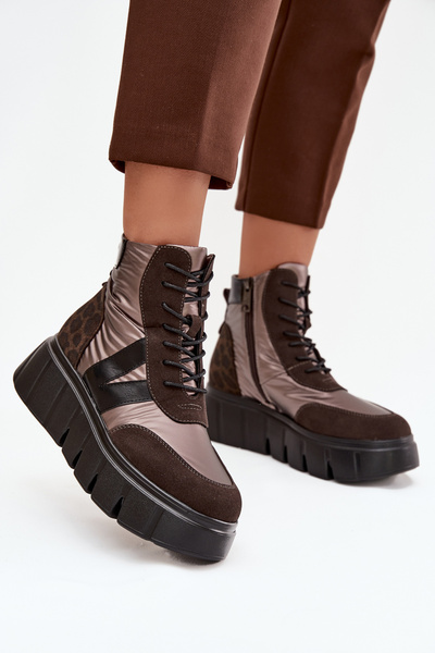 Dámské zateplené kotníkové boty na platformě Vinceza 58562 hnědé