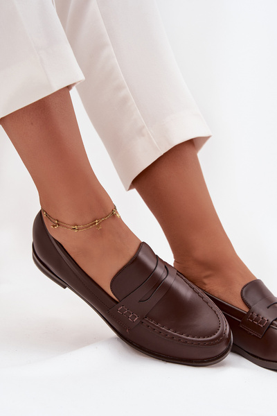 Mokasíny Loafersy Dámské Z Eko Kůže Čokoládové Bessina