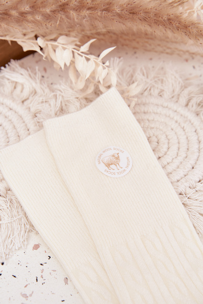 Dlouhé Vlněné Dámské Ponožky Ecru