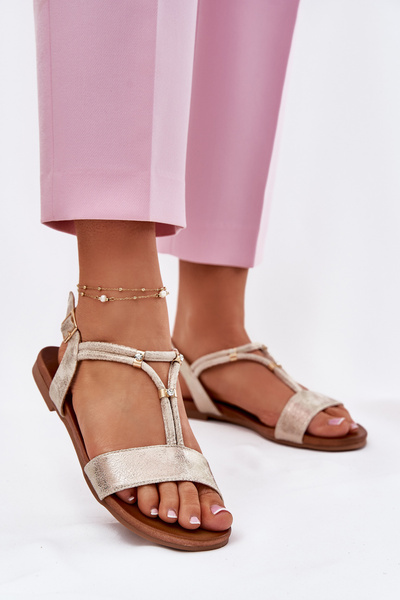 Dámské Plné Sandály S Pásky S.Barski KV51-120 Zlaté