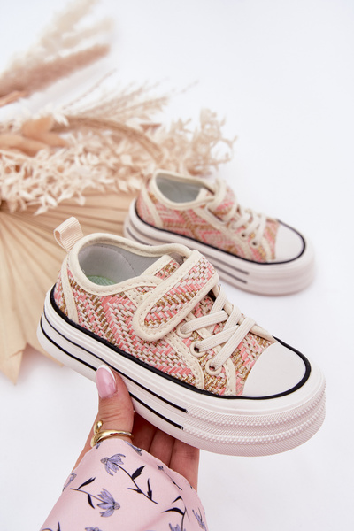 Dívčí Tenisky Na Suchý Zip Růžové Zelina