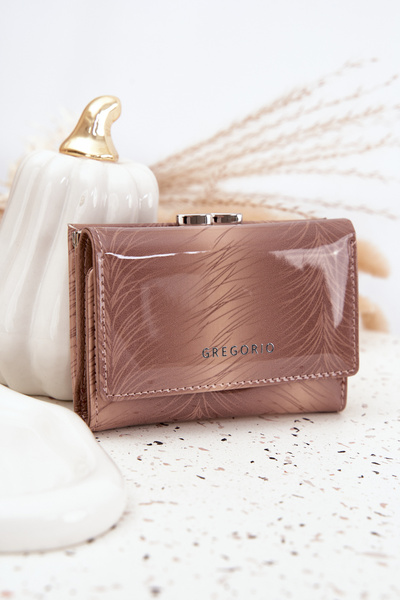 Lakovaný dámský peněženka s drobinky béžová Cermina