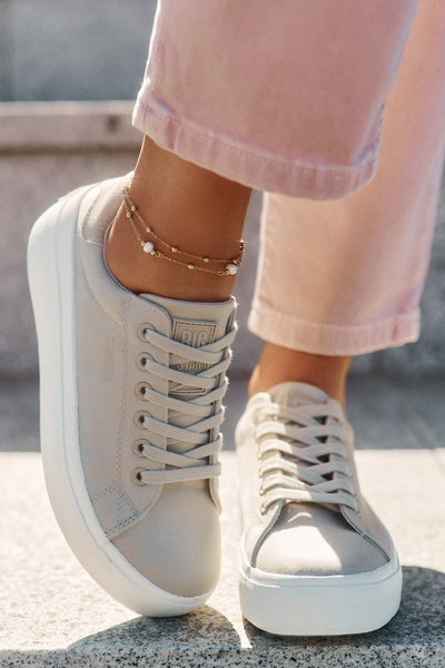 Dámské Textilní Tenisky Na Platformě Big Star RR274465 Béžové