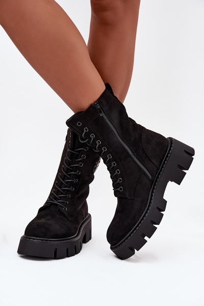 Zateplené workery dámské s ozdobou černé Melisse