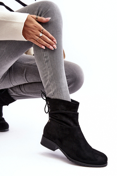 Dámské semišové boty s plochou podpatek černé Keresa