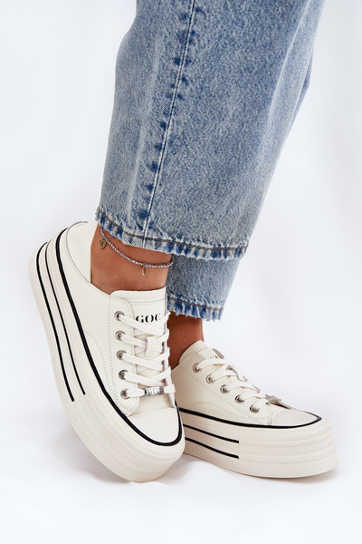 Dámské Kožené Tenisky Na Platformě GOE RR2N4106 Bílé