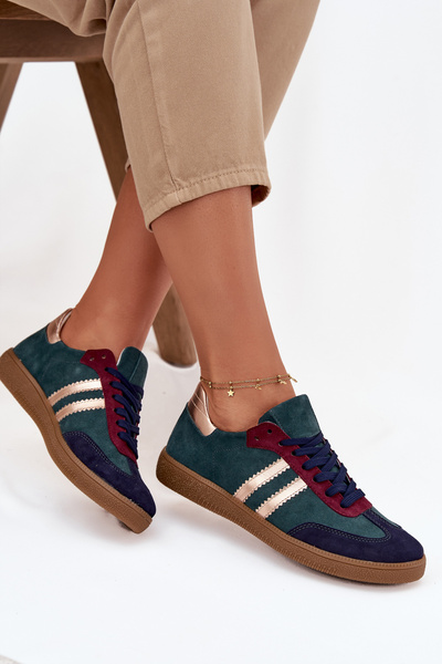 Zazoo N1068 Semišové Nízké Tenisky Dámské Tmavě Zelená