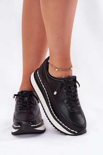 Dámské Kožené Sneakers Na Platformě Big Star RR274A335 Černé