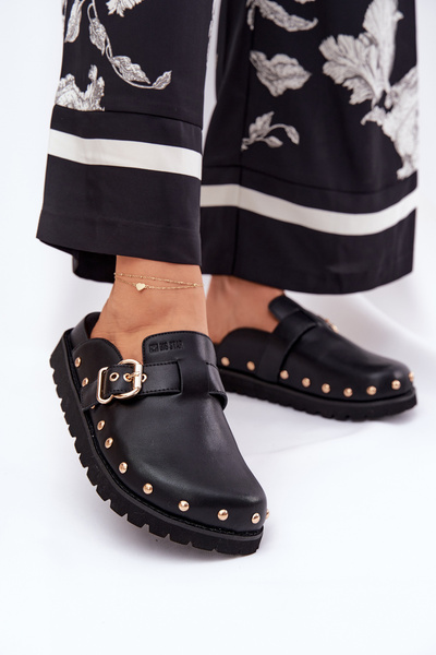 Kožené Klapky Chodaky Dámské Na Platformě Big Star RR274A378 Černé