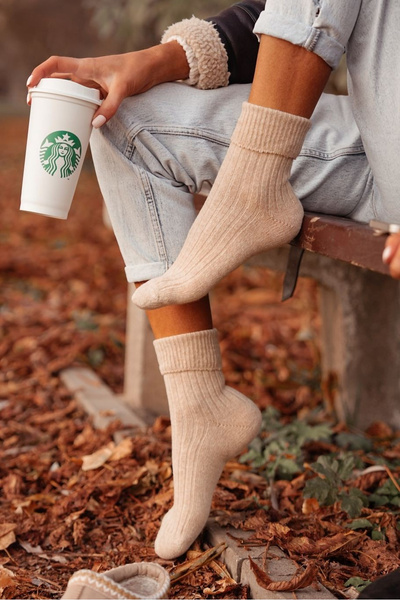 Dámské Vlněné Ponožky Béžové