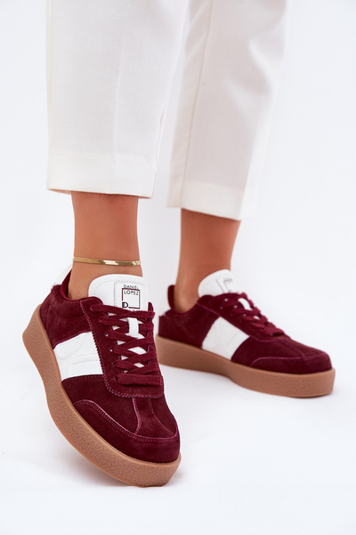 Semišové Sneakersy Dámské Daniel Lopez SS2D4023 Bordová